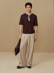 Men's Henley Collar Knit T-Shirt