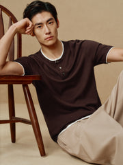 Men's Henley Collar Knit T-Shirt