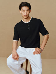 Men's Henley Collar Knit T-Shirt