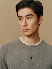 Men's Henley Collar Knit T-Shirt