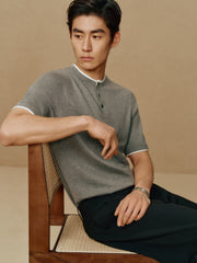 Men's Henley Collar Knit T-Shirt