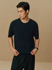 Men's Old Money Textured Knit Henley T-Shirt