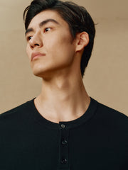 Men's Old Money Textured Knit Henley T-Shirt