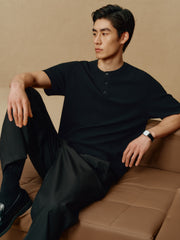 Men's Old Money Textured Knit Henley T-Shirt