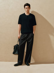 Men's Old Money Textured Knit Henley T-Shirt