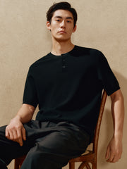 Men's Old Money Textured Knit Henley T-Shirt