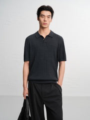 Men's Old Money Style Knitted Cable-Knit Polo Shirt