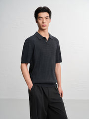 Men's Old Money Style Knitted Cable-Knit Polo Shirt