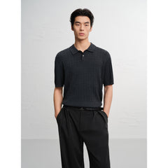 Men's Old Money Style Knitted Cable-Knit Polo Shirt