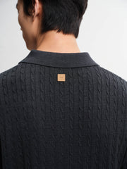 Men's Old Money Style Knitted Cable-Knit Polo Shirt