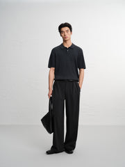 Men's Old Money Style Knitted Cable-Knit Polo Shirt