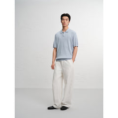 Men's Old Money Style Knitted Cable-Knit Polo Shirt