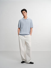 Men's Old Money Style Knitted Cable-Knit Polo Shirt