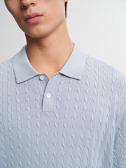 Men's Old Money Style Knitted Cable-Knit Polo Shirt
