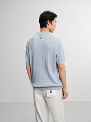 Men's Old Money Style Knitted Cable-Knit Polo Shirt