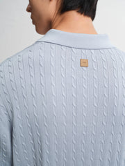 Men's Old Money Style Knitted Cable-Knit Polo Shirt
