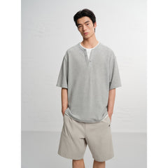 Men's Contrast Fake Layered Short-Sleeve T-Shirt