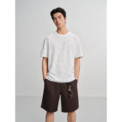 Men's Casual Textured Jacquard Short-Sleeve T-Shirt