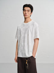 Men's Casual Textured Jacquard Short-Sleeve T-Shirt