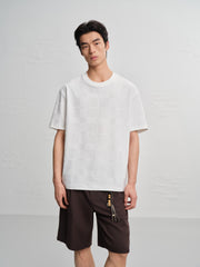 Men's Casual Textured Jacquard Short-Sleeve T-Shirt