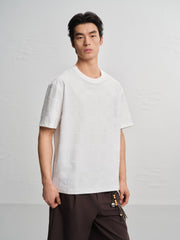 Men's Casual Textured Jacquard Short-Sleeve T-Shirt