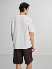 Men's Casual Textured Jacquard Short-Sleeve T-Shirt