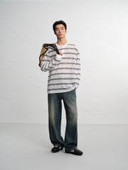 Men's Casual  Striped Henley Long-Sleeve T-Shirt