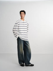 Men's Casual  Striped Henley Long-Sleeve T-Shirt