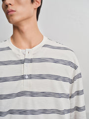 Men's Casual  Striped Henley Long-Sleeve T-Shirt