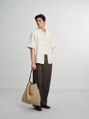 Men's Casual Solid Short-Sleeve Outerwear Shirt