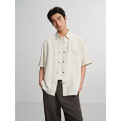 Men's Casual Solid Short-Sleeve Outerwear Shirt