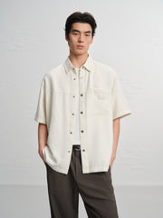 Men's Casual Solid Short-Sleeve Outerwear Shirt