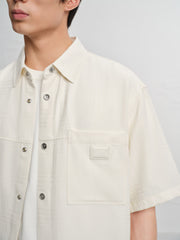 Men's Casual Solid Short-Sleeve Outerwear Shirt