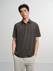 Men's Casual Textured Jacquard Polo Shirt