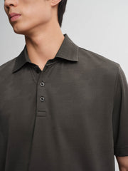 Men's Casual Textured Jacquard Polo Shirt