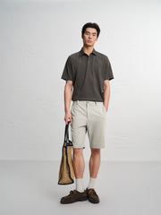 Men's Casual Textured Jacquard Polo Shirt