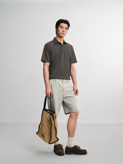 Men's Casual Textured Jacquard Polo Shirt
