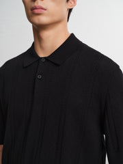 Men's Old Money Style 3D Cable-Knit Polo Shirt