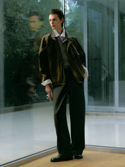 Men's Cargo-Style Stand-Collar Solid Jacket