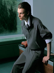 Men's Casual Gray Stand-Collar Sweatshirt Cardigan