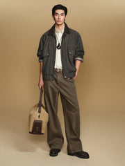 Men's Barn-Style Faux-Suede Safari Jacket