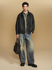 Men's Casual Waxed-Fabric Jacket