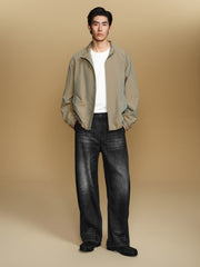 Men's Vintage-Wash Curved Wide-Leg Pants