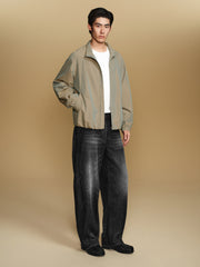 Men's Vintage-Wash Curved Wide-Leg Pants
