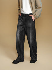 Men's Vintage-Wash Curved Wide-Leg Pants