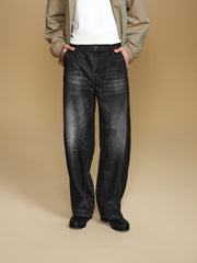 Men's Vintage-Wash Curved Wide-Leg Pants
