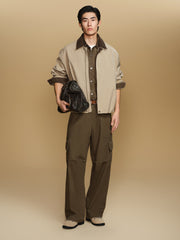 Men's Barn-Style Contrast-Collar Utility Jacket