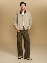 Men's Barn-Style Contrast-Collar Utility Jacket