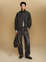 Men's Casual Waxed-Fabric Jacket