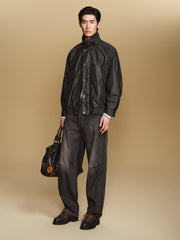 Men's Casual Waxed-Fabric Jacket